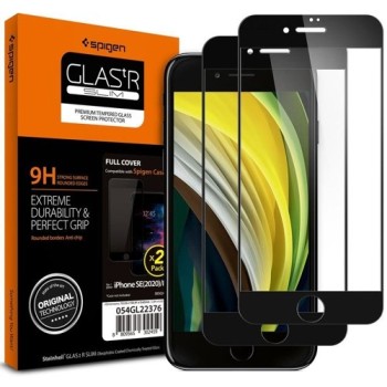Стъклен протектор SPIGEN Glass FC за iPhone 7/8/SE 2020, Черен, 2 Броя