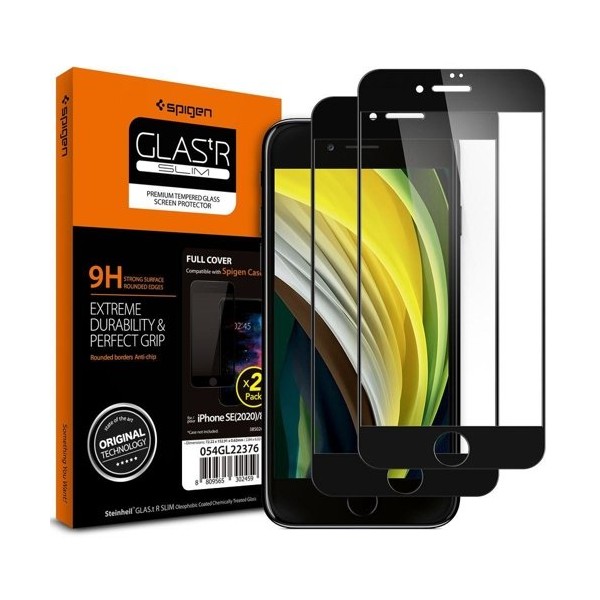Стъклен протектор SPIGEN Glass FC за iPhone 7/8/SE 2020, Черен, 2 Броя