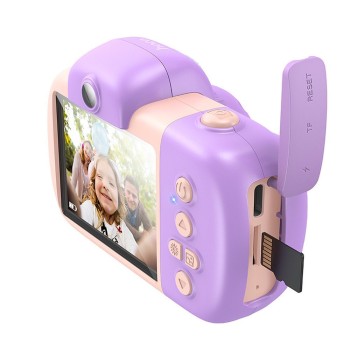 Детски фотоапарат HOCO Digital kids camera DV201, дигитална камера за снимки и видео, Pink Purple