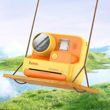 Детски фотоапарат и Принтер HOCO Digital kids Camera - Printer DV200, Yellow Orange