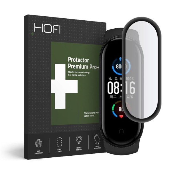 Стъклен протектор HOFI за Xiaomi Mi Band 5, Черен