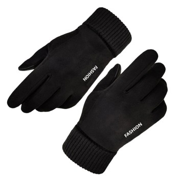 Ръкавица Touchscreen Gloves Suede (ST0010) - PU Leather, Plush Interior - Black