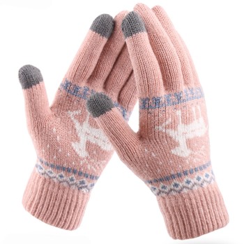 Ръкавица Touchscreen Gloves Raindeer (ST0002) - Wool - Pink