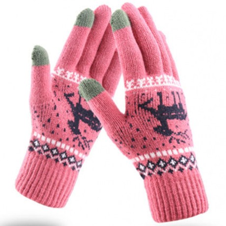 Ръкавица Touchscreen Gloves Raindeer (ST0002) - Wool - Dark Pink