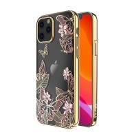 Калъф Kingxbar Butterfly Series original Swarovski crystals iPhone 12 Pro / iPhone 12 pink