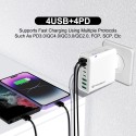 Зарядно Techsuit - Wall Charger (CHPD224) - 4 x USB, 4 X Type-C, Fast Charging, 65W - Black