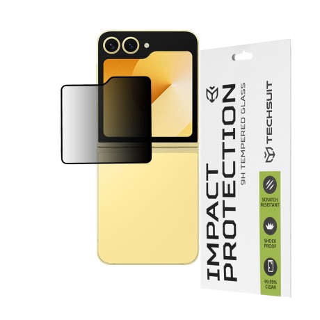 Стъклен Протектор Techsuit - 111D Privacy Full Glue [Outside Screen] - Samsung Galaxy Z Flip6 - Black