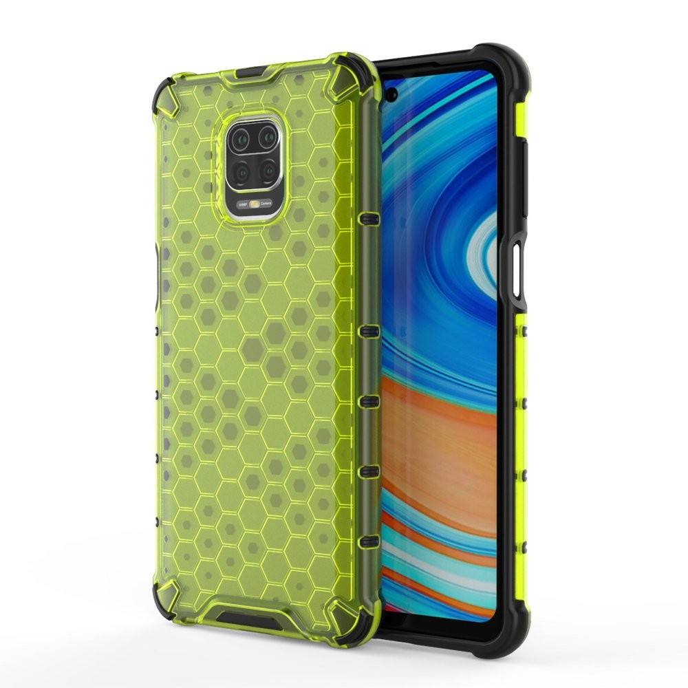 Калъф fixGuard Honeycomb Case armor cover with TPU Bumper for Xiaomi Redmi Note 9 Pro / Redmi Note 9S green