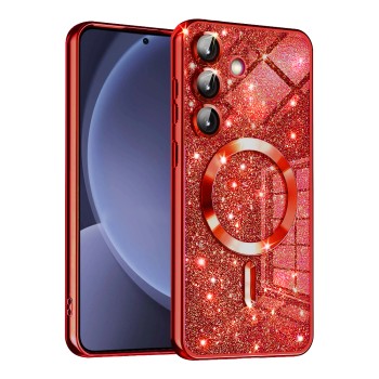 Калъф Techsuit - Luxury Glitter MagSafe - Samsung Galaxy S25 - Red