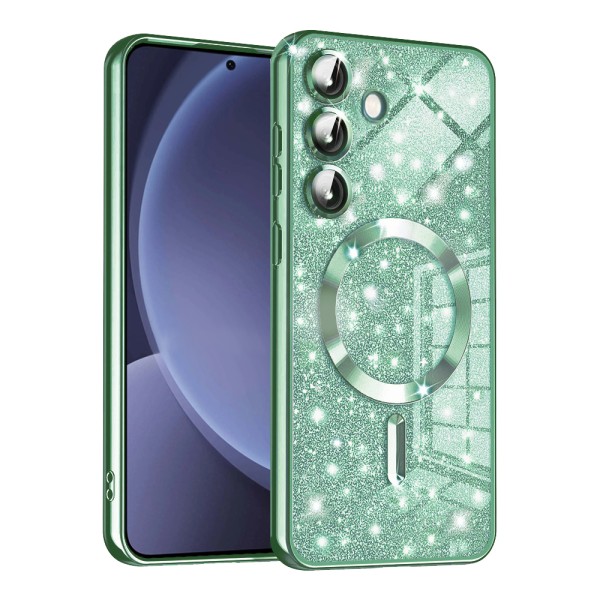 Калъф Techsuit - Luxury Glitter MagSafe - Samsung Galaxy S25 Plus - Light Green