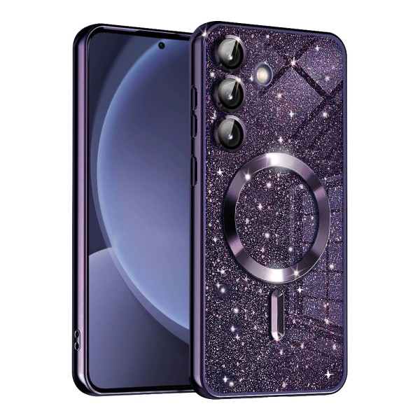 Калъф Techsuit - Luxury Glitter MagSafe - Samsung Galaxy S25 Plus - Deep Purple