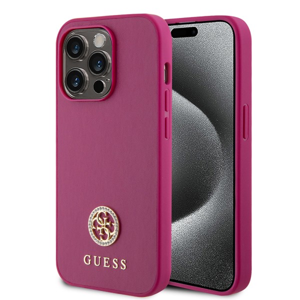 Калъф Guess - Strass Metal Logo (GUHCP15LPS4DGPP) - iPhone 15 Pro - Pink