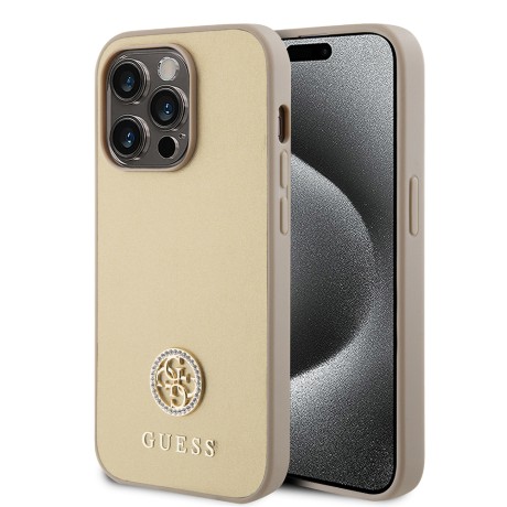 Калъф Guess - Strass Metal Logo (GUHCP15LPS4DGPD) - iPhone 15 Pro - Gold