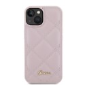 Калъф Guess - Quilted Metal Logo (GUHCP15SPSQSQSP) - iPhone 15 - Pink