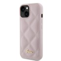 Калъф Guess - Quilted Metal Logo (GUHCP15SPSQSQSP) - iPhone 15 - Pink