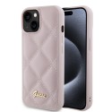 Калъф Guess - Quilted Metal Logo (GUHCP15SPSQSQSP) - iPhone 15 - Pink