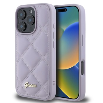 Калъф Guess - Quilted Metal Logo (GUHCP16XPSQSQSU) - iPhone 16 Pro Max - Light Purple