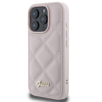 Калъф Guess - Quilted Metal Logo (GUHCP16XPSQSQSP) - iPhone 16 Pro Max - Pink