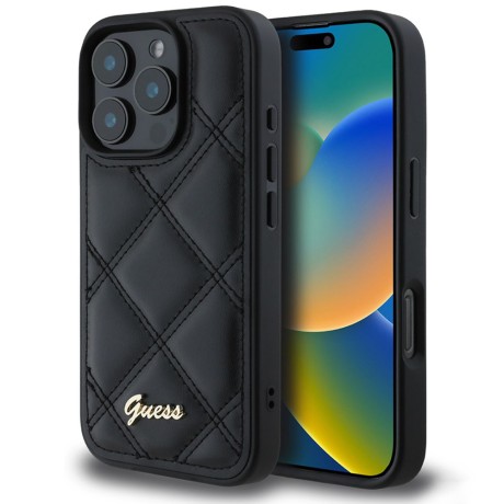 Калъф Guess - Quilted Metal Logo (GUHCP16XPSQSQSK) - iPhone 16 Pro Max - Black