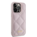 Калъф Guess - Quilted Metal Logo (GUHCP15LPSQSQSP) - iPhone 15 Pro - Pink