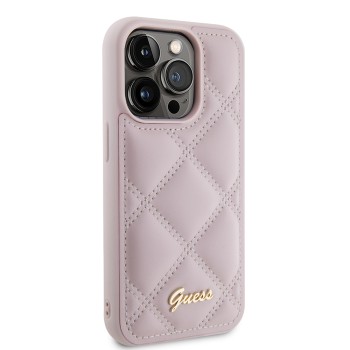 Калъф Guess - Quilted Metal Logo (GUHCP15XPSQSQSP) - iPhone 15 Pro Max - Pink