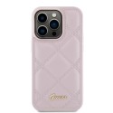 Калъф Guess - Quilted Metal Logo (GUHCP15XPSQSQSP) - iPhone 15 Pro Max - Pink