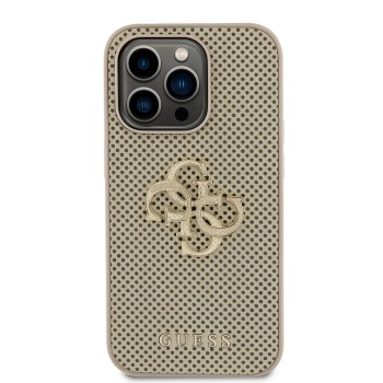 Калъф Guess - Leather Perforated 4G (GUHCP15LPSP4LGD) - iPhone 15 Pro - Gold