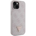 Калъф Guess - Leather 4G Triangle Strass (GUHCP15SP4TDPP) - iPhone 15 - Pink