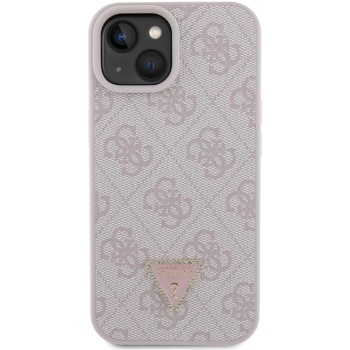 Калъф Guess - Leather 4G Triangle Strass (GUHCP15SP4TDPP) - iPhone 15 - Pink