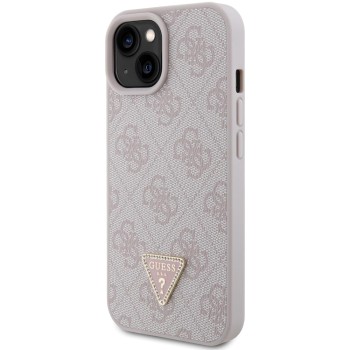 Калъф Guess - Leather 4G Triangle Strass (GUHCP15SP4TDPP) - iPhone 15 - Pink