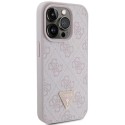 Калъф Guess - Leather 4G Triangle Strass (GUHCP15LP4TDPP) - iPhone 15 Pro - Pink