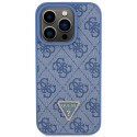 Калъф Guess - Leather 4G Triangle Strass (GUHCP15LP4TDPB) - iPhone 15 Pro - Blue