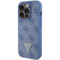 Калъф Guess - Leather 4G Triangle Strass (GUHCP15LP4TDPB) - iPhone 15 Pro - Blue