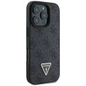 Калъф Guess - Leather 4G Triangle Strass (GUHCP16LP4TDPK) - iPhone 16 Pro - Black