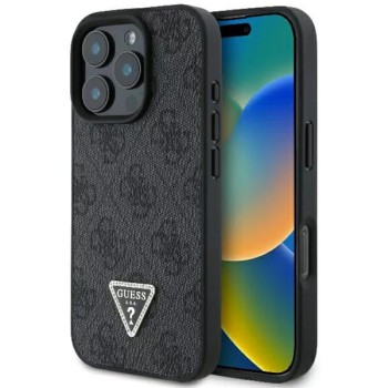 Калъф Guess - Leather 4G Triangle Strass (GUHCP16LP4TDPK) - iPhone 16 Pro - Black