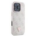 Калъф Guess - Leather 4G Triangle Strass (GUHCP16LP4TDPP) - iPhone 16 Pro - Pink