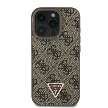 Калъф Guess - Leather 4G Triangle Strass (GUHCP16LP4TDPW) - iPhone 16 Pro - Brown