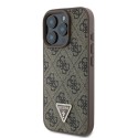 Калъф Guess - Leather 4G Triangle Strass (GUHCP16LP4TDPW) - iPhone 16 Pro - Brown