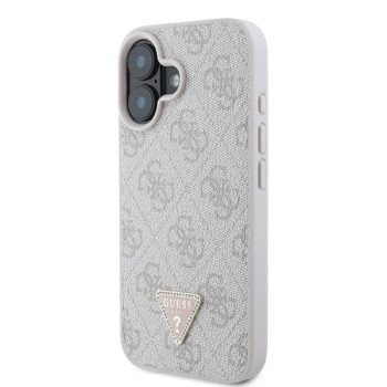 Калъф Guess - Leather 4G Triangle Strass (GUHCP16MP4TDPP) - iPhone 16 Plus - Pink