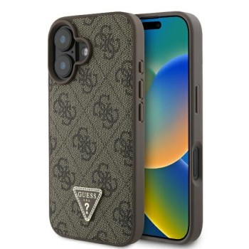 Калъф Guess - Leather 4G Triangle Strass (GUHCP16MP4TDPW) - iPhone 16 Plus - Brown