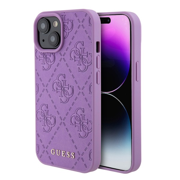 Калъф Guess - Leather 4G Stamped (GUHCP15SP4EPMU) - iPhone 15 - Light Purple