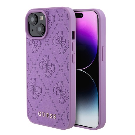 Калъф Guess - Leather 4G Stamped (GUHCP15SP4EPMU) - iPhone 15 - Light Purple