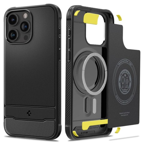 Калъф Spigen - Rugged Armor MagSafe - iPhone 15 Pro - Black