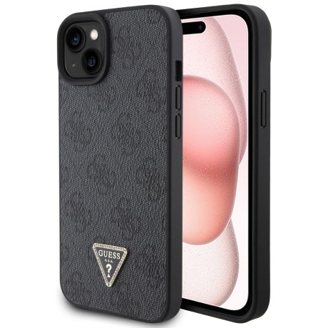 Калъф Guess - Leather 4G Diamond Triangle (GUHCP15SP4TDPK) - iPhone 15 - Black