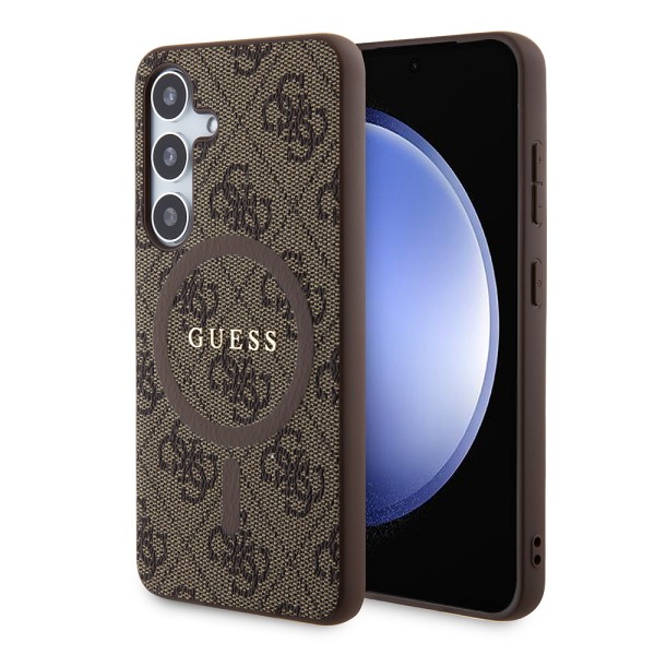 Калъф Guess - 4G Collection Leather MagSafe (GUHMS24SG4GFRW) - Samsung Galaxy S24 - Brown