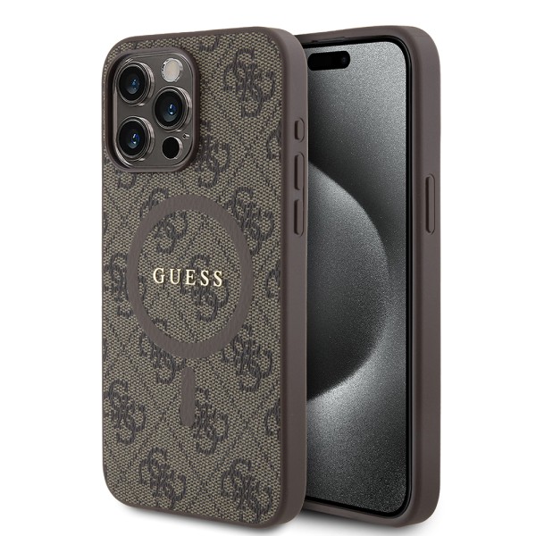 Калъф Guess - 4G Collection Leather MagSafe (GUHMP15XG4GFRW) - iPhone 15 Pro Max - Brown