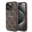 Калъф Guess - 4G Collection Leather MagSafe (GUHMP15LG4GFRW) - iPhone 15 Pro - Brown