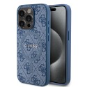 Калъф Guess - 4G Collection Leather MagSafe (GUHMP15LG4GFRB) - iPhone 15 Pro - Blue