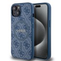 Калъф Guess - 4G Collection Leather MagSafe (GUHMP15MG4GFRB) - iPhone 15 Plus - Blue