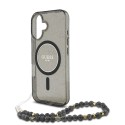 Калъф Guess - IML Glitter with Pearl Strap MagSafe (GUHMP16SHGCRELSK) - iPhone 16 - Black